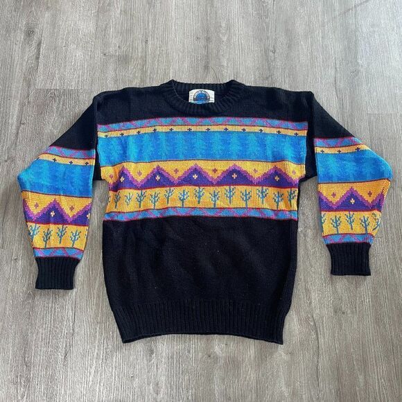 Vintage 90s Greg Norman Shark Pullover Knit Sweater Coogi Style Size L - Picture 1 of 2